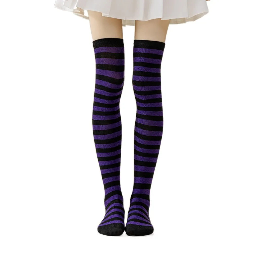 

Keep Warm Colorful Striped Stockings Japanese Style Absorb Sweat Over Knee Socks Cute Soft Striped Long Socks Xmas
