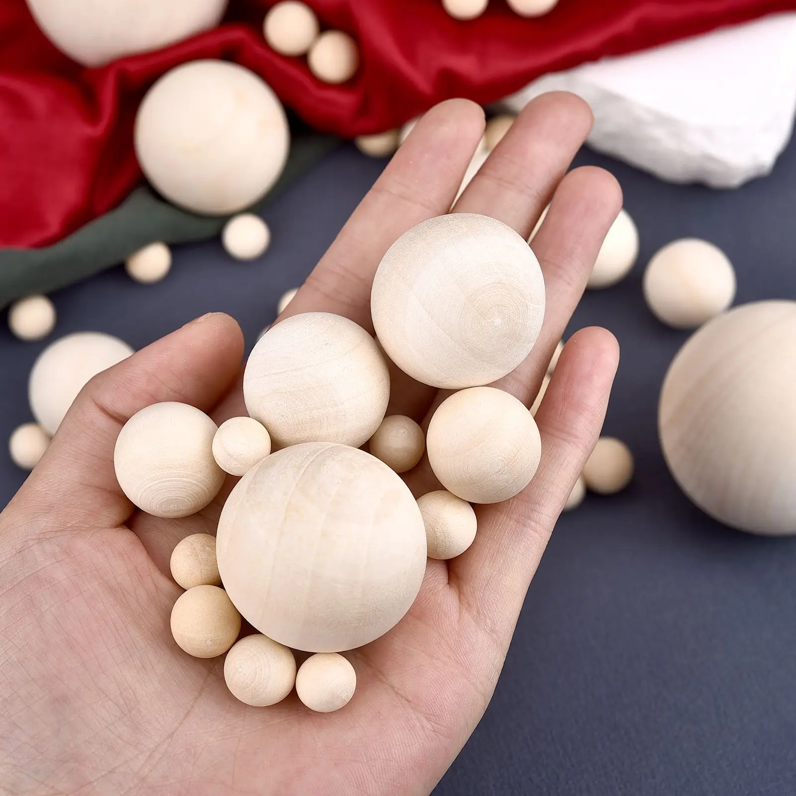 2-100pcs 10-50mm Natural Wooden Ball Without Hole Round Wooden Solid Wood Handmade DIY For Jewelry Making Carving Paitning Craft