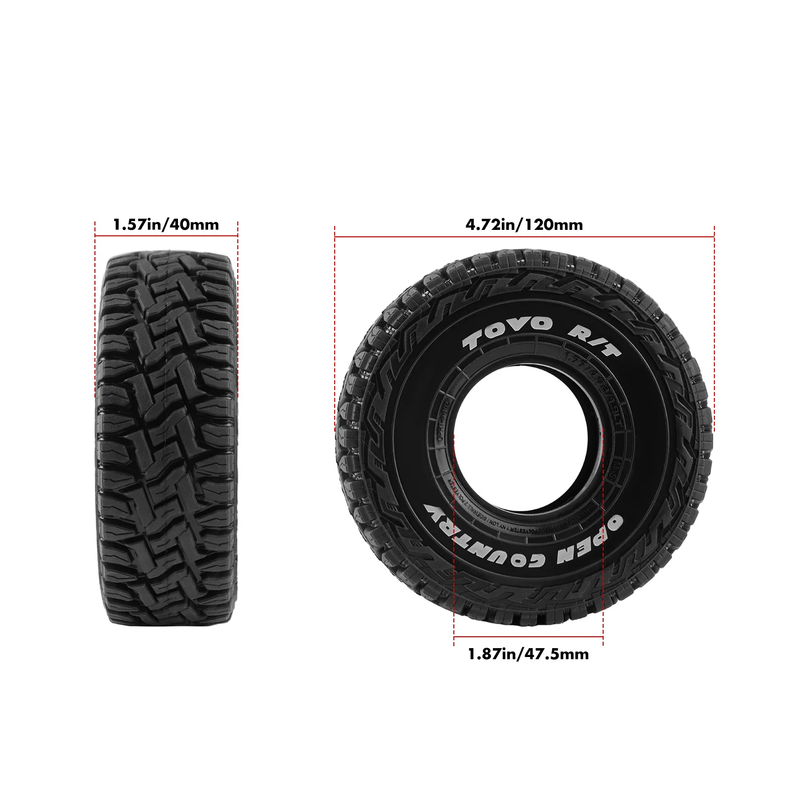1.9 Inch RC Rock Crawler Tires Butyl Rubber Construction with Enhanced Inner Liner&Compound for 1/10 SCX10, TRX4, GEN7 Upgrades