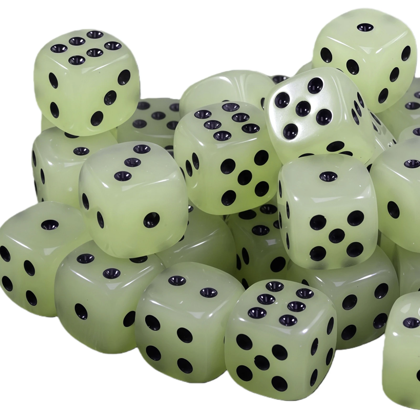 مجموعة نرد متوهجة في الظلام مكونة من 10 قطع، نقاط سوداء، زوايا مستديرة 14 مم، مستلزمات ألعاب الطاولة للترفيه في نادي البار