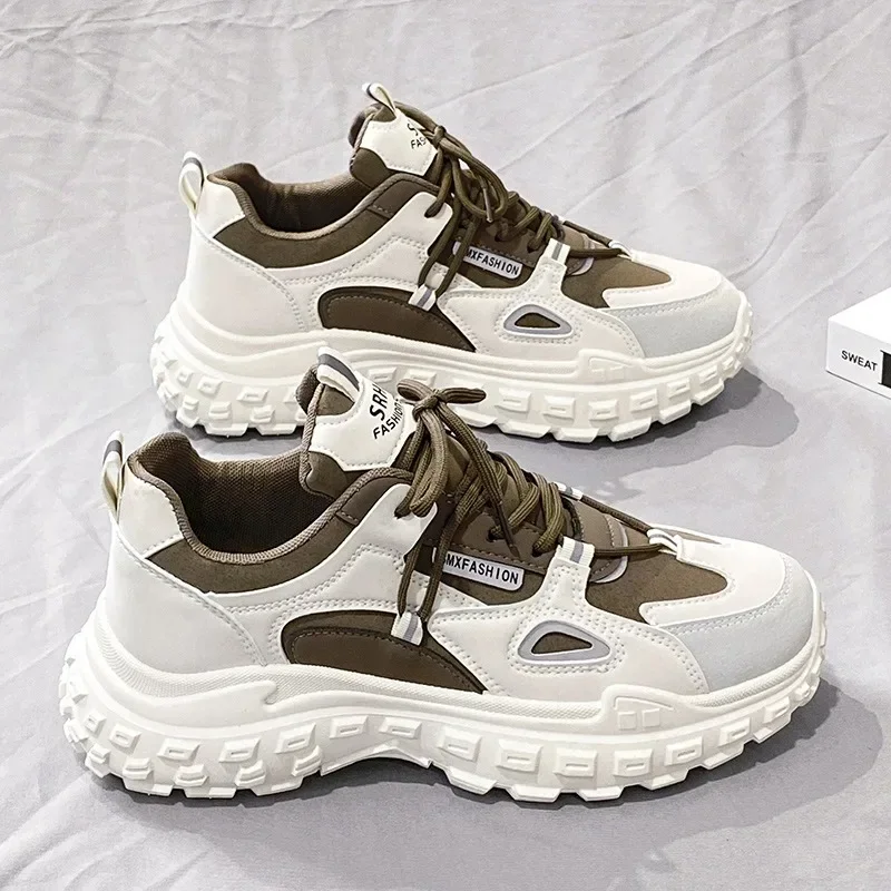 Sapatilhas de plataforma antiderrapante masculinas, sapatos masculinos vulcanizados, mix color, tênis casuais, calçados esportivos de grife