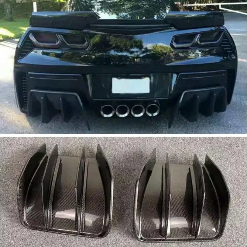 Rear Bumper Diffuser For Chevrolet Corvette C7 2014 2015 2016 2017 2018 2019 Trunk Door Lip Spoiler Real Carbon Fiber