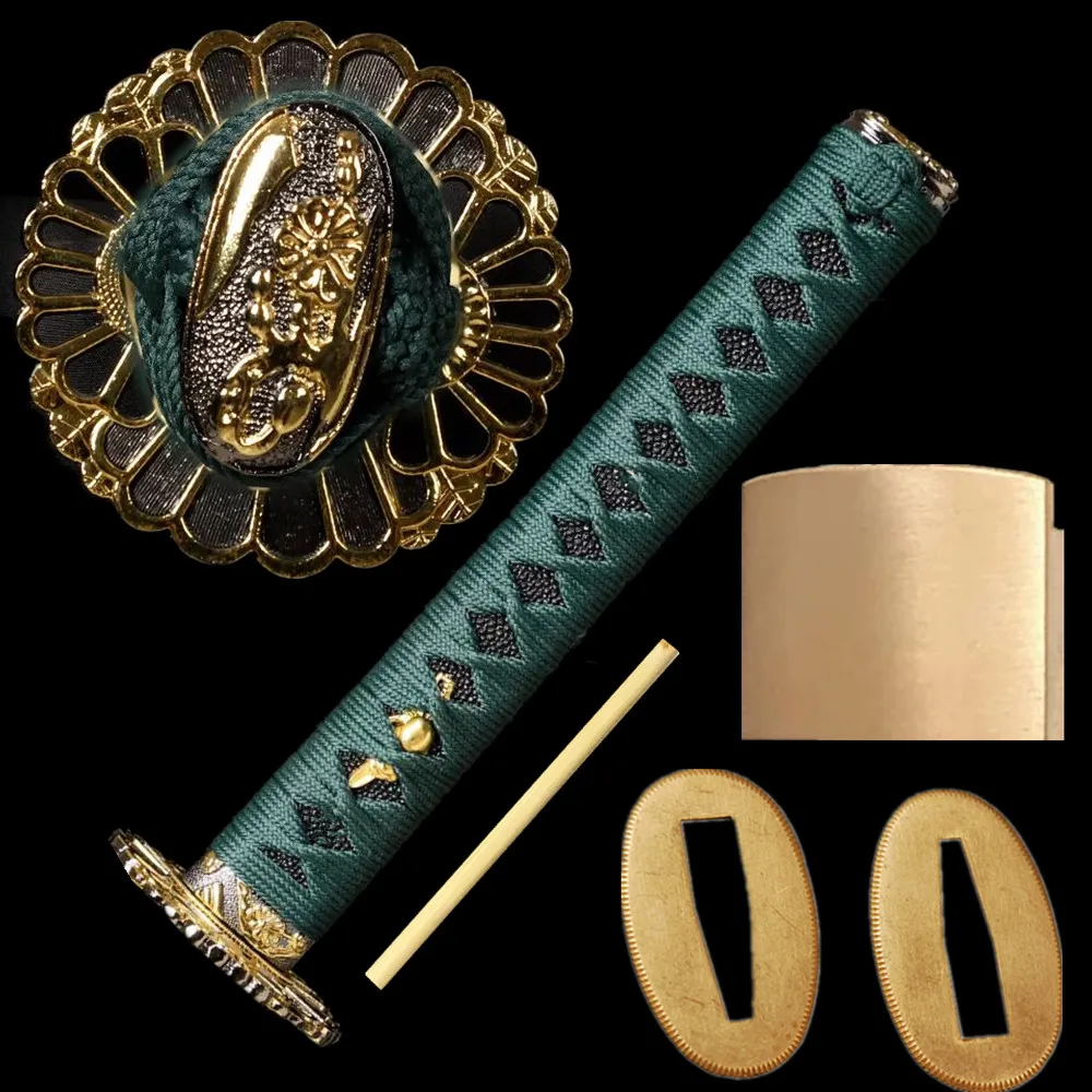 26cm Handle Alloy Hand Guard Tsuba Menuki Fuchi Kashira For Japanese Samurai Katana Wakizashi Tanto DIY Sword Fittings