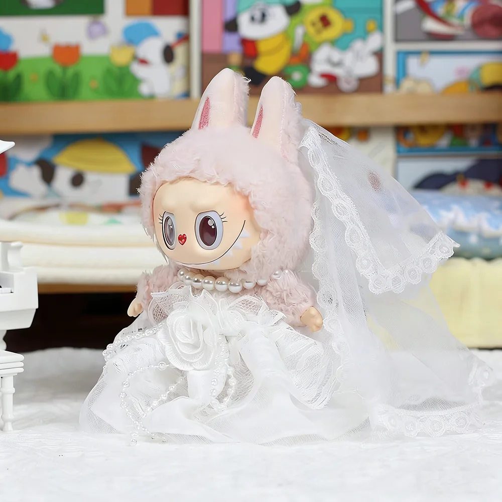 Suitable for 17cm Labubu Doll Clothing Set Wedding Dress Macaron Suitable for Labubu Clothing