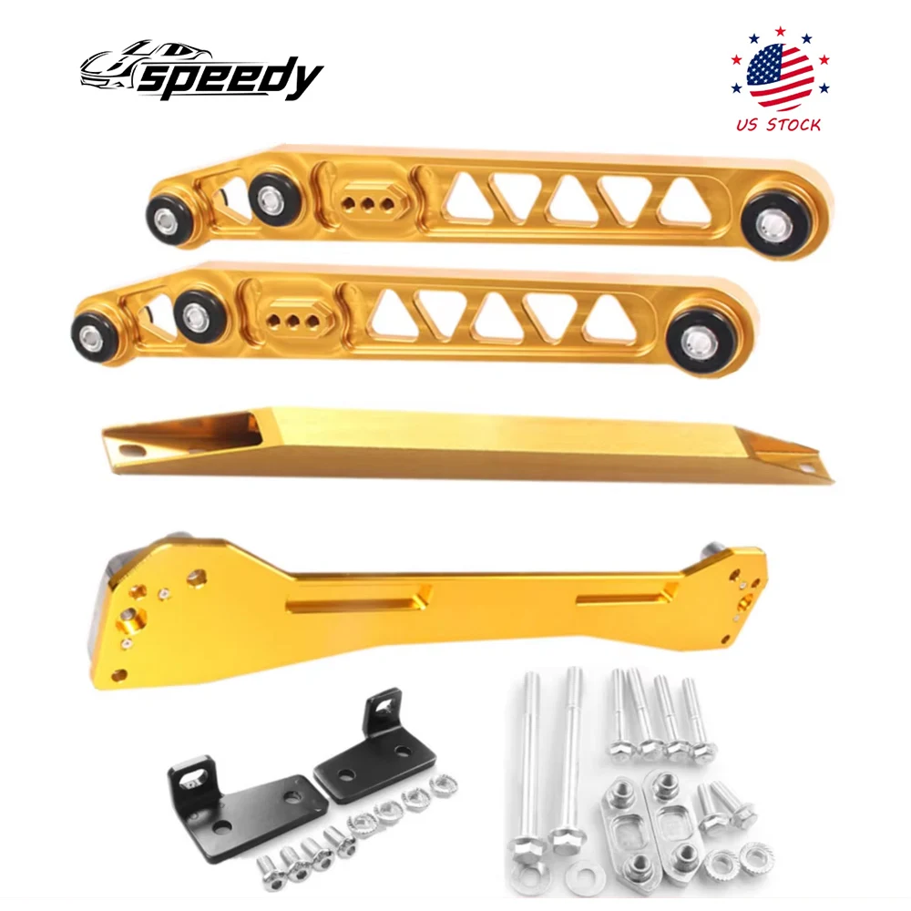 

Gold Rear Lower Control Arm and Subframe Brace & Tie Bar Kit For 1996-2000 Honda Civic DX Coupe 2D Hatchback 3D Sedan 4D 1.6L