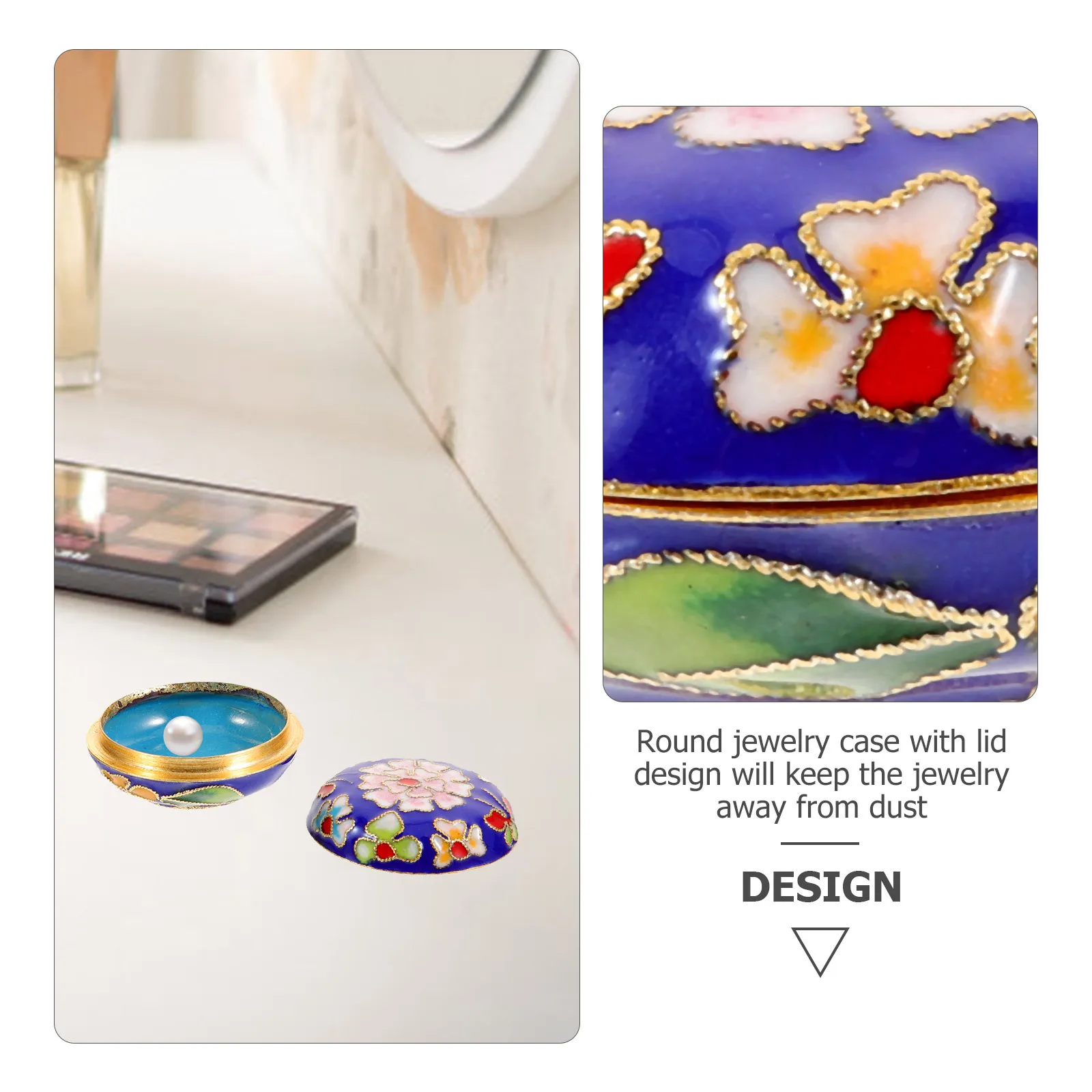 

Jewelry Case Chinese Style Small Container Exquisite Ornament Sturdy Material No Burrs Durable Storage Display