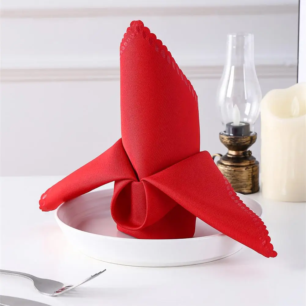 Satin Napkins for Weddings Durable Satin Napkins Elegant Lace Trimmed Reusable Napkins for Outdoor Events Weddings for Banquets