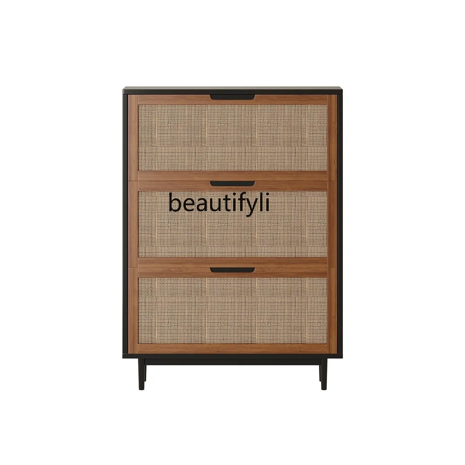 

Solid Wood Rattan Shoe Cabinet Small Apartment Home Indoor Door Entrance Cabinet Retro Home Wall Storage Cabinet