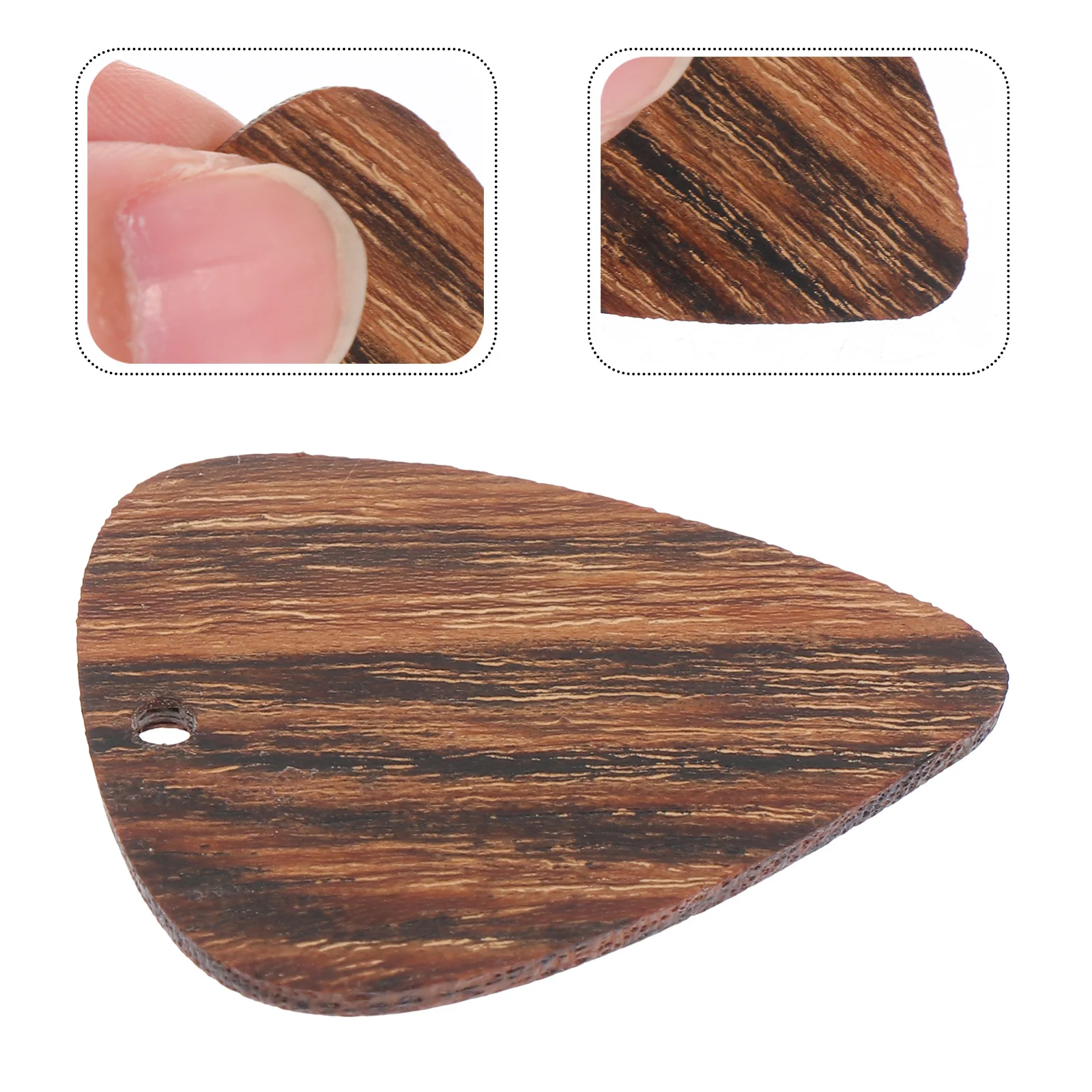 

1Pcs Wooden Pendant Guitar Pick Durable Bass Pick Practical Fingertip Guitar Accessory Instrument Supply Creative Pendant