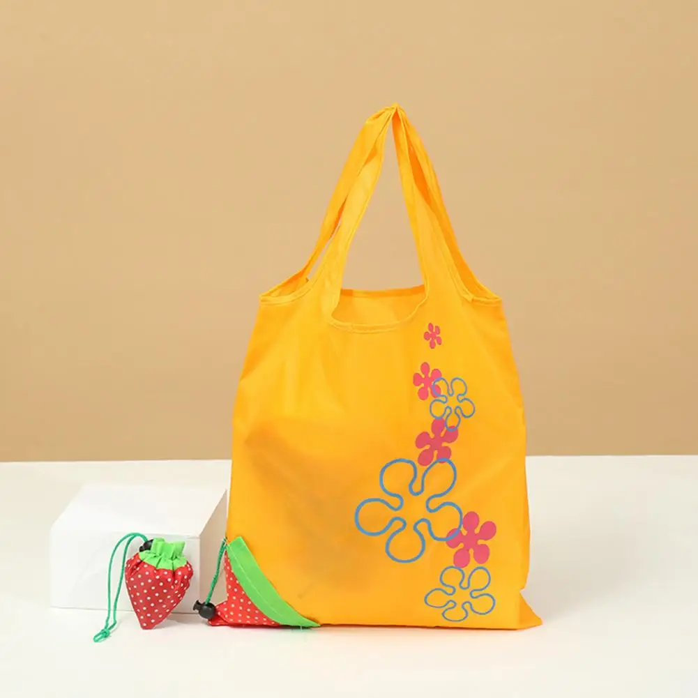 Strawberry Pendant Shopping Bag Foldable Oxford Collapsible Strawberry Grocery Bag Reusable Organizer Bag Handbag Shoulder Bag