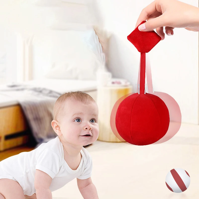 ของเล่นฝึกการมองเห็นสำหรับเด็กทารก ลูกบอลกระตุ้นการมองเห็นแบบติดตาม สำหรับเด็กอายุ 0-12 เดือน ตุ๊กตาขนนุ่ม ของเล่นจับลูกบอล มีเสียงกริ่ง ของเล่นเสริมพัฒนาการ