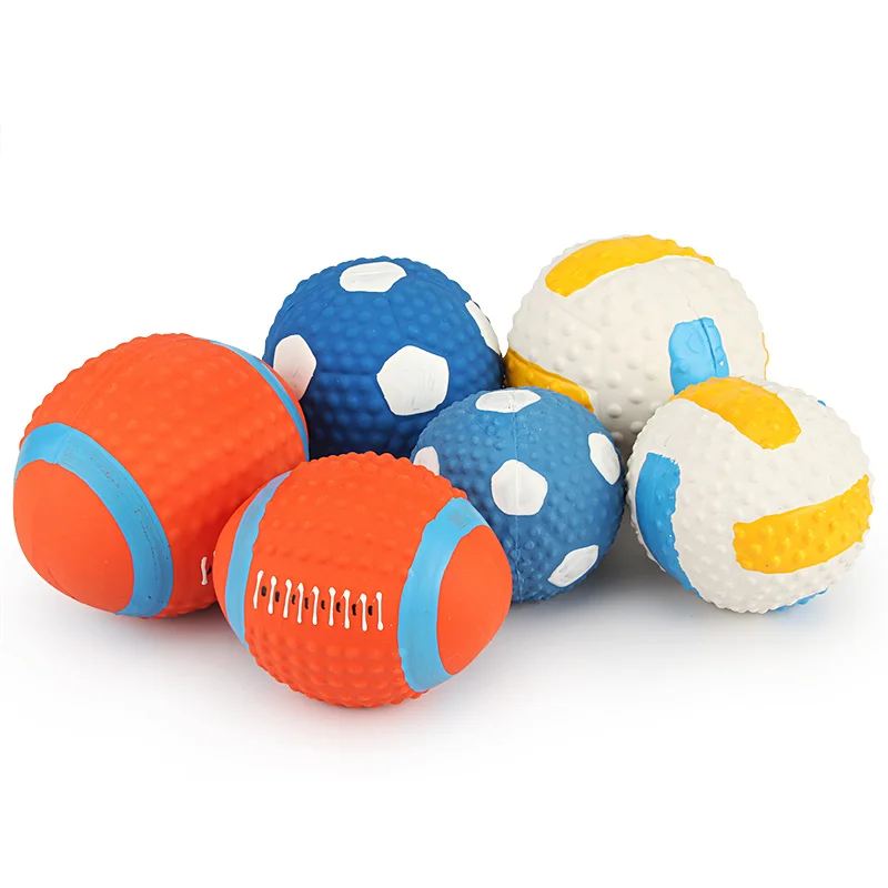 Squeaky Dog Toys Soft Latex Balls Small Medium Large Dogs Interactive Chew Fetch Play Toy Puppy Tooth Cleaning Training Toy Ball