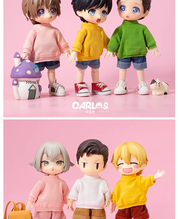 Ob11 Puppen kleidung einfarbig gestreiftes Hoodie-T-Shirt mit langen Ärmeln Zubehör für bjd, gsc, obitsu11, molly, ymy, p9, gsc – Detail 5