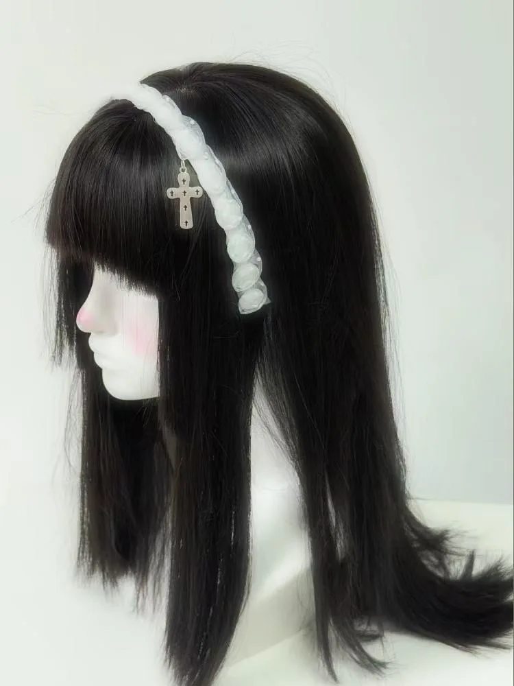 女性用クロスレースヘッドバンド,原宿,ゴシック,パンク,トレンディ,ランドスケープ,サブカルチャー,アクセサリー,y2k