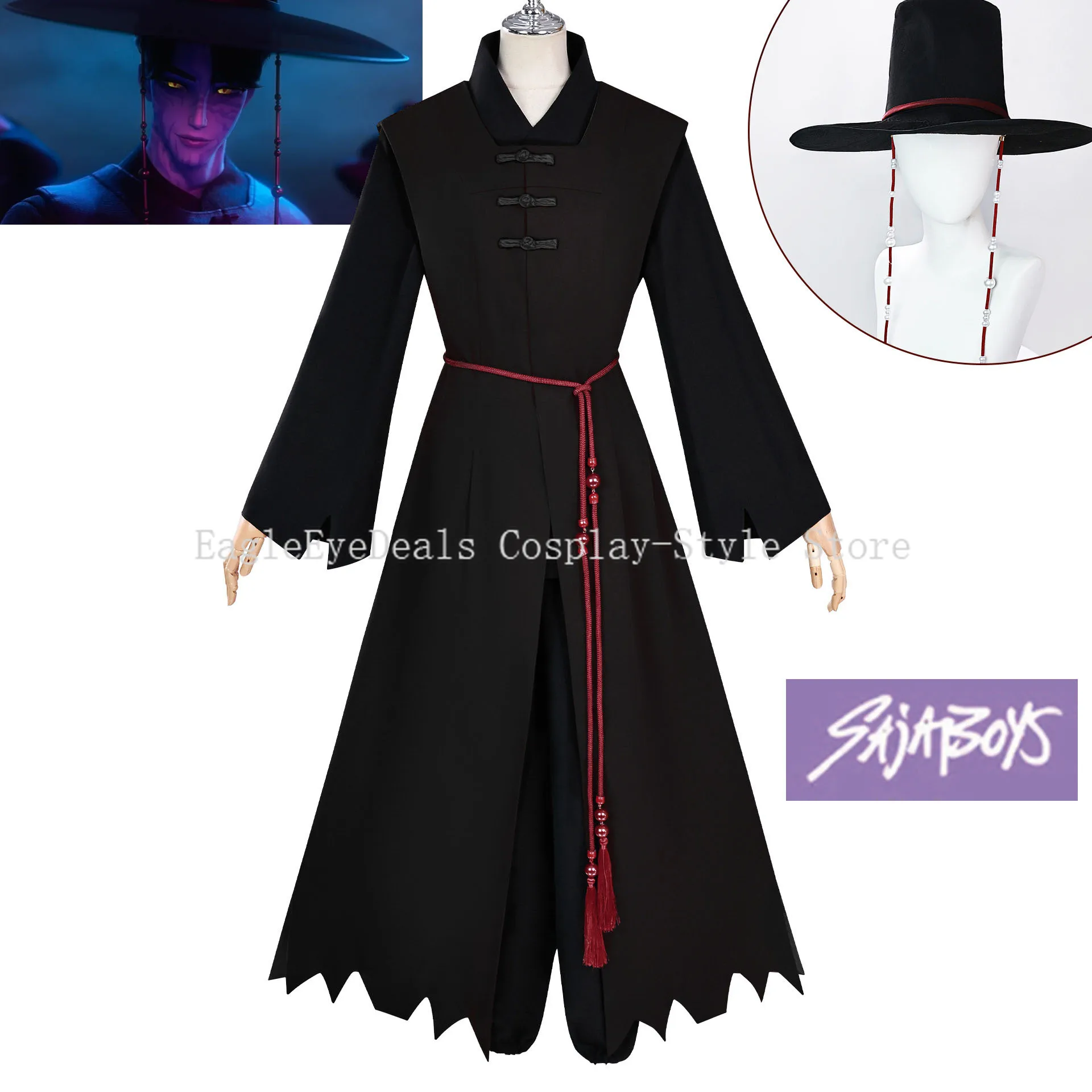 Kpop Demon Hunters Jinu Baby Saja Your ldol Cosplay Costume Anime Movie Dark Devil style Uniform Send a hat Halloween Cool Up