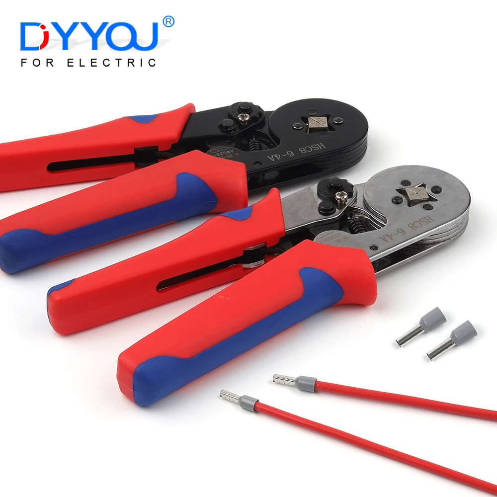 Crimping Pliers Ferrule Sleeves Tubular Terminal Tools HSC8 6-4 0.25-10mm2 Professional Electrician Adjustable Ratche