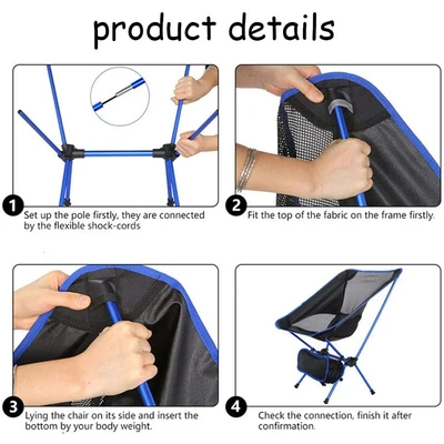 Portable Folding Chair for Travel Ultralight Seat Oxford Cloth Detachable Outdoor Fishing Tool Camping Hiking Beach Picnic BBQ