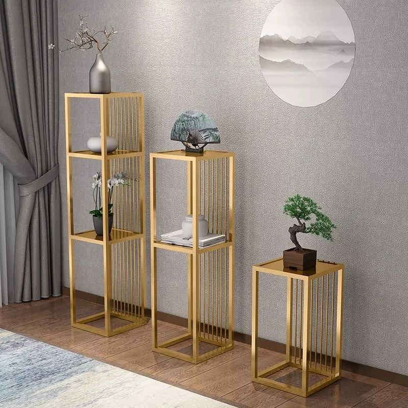 

Nordic simple modern light luxury living room wrought iron flower stand indoor multi-layer storage floor-to-ceiling ornament dec