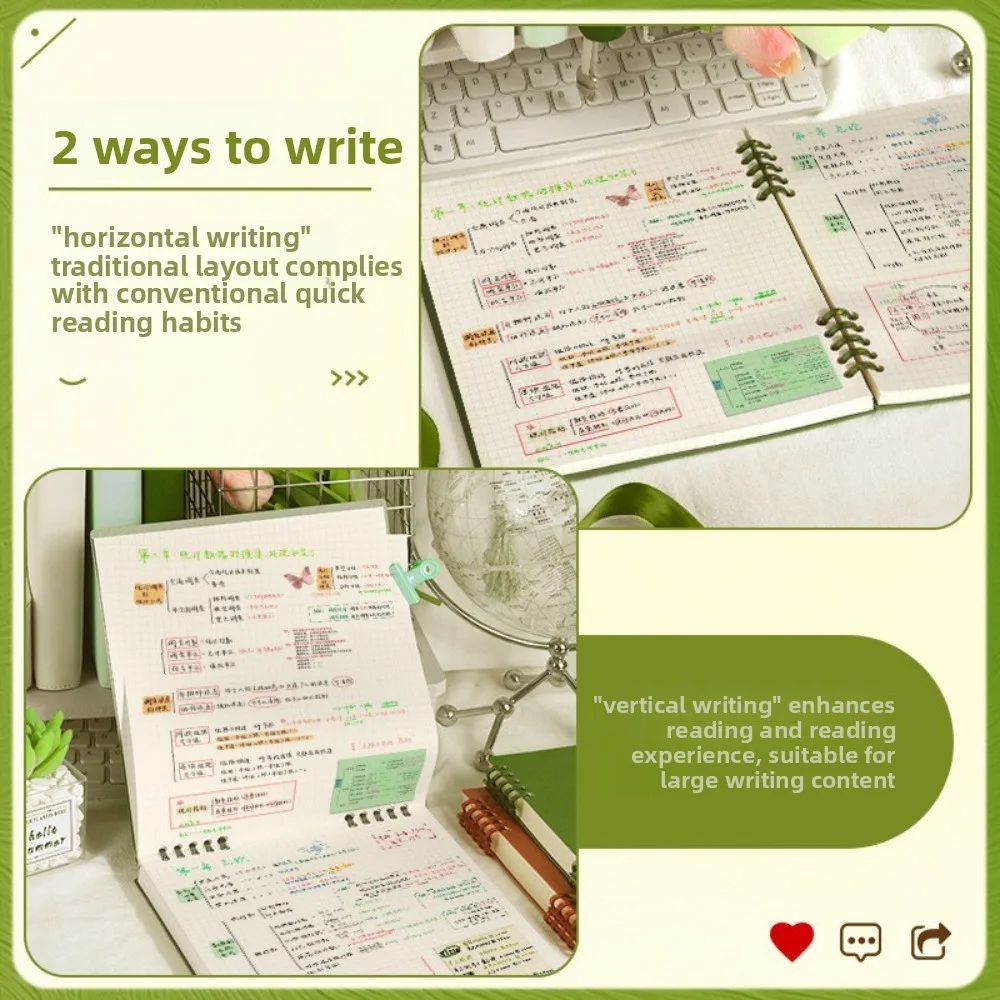Multifunctional 120 Pages Loose-leaf Notebook Color Detachable Diary Book Flip Up Grid Inner Pages Notepad School Office
