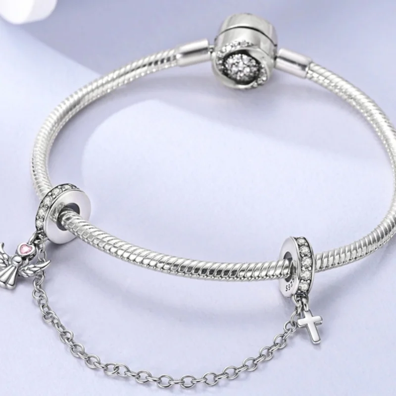 925 Sterling Silver Guarding The Charms Security Chain Of Love Fit 3mm Original Bracelet DIY Women Fashion Birthday Jewelry Gift