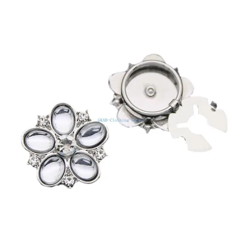 N0PE Rhinestones Flower Button Cover Decorative Button For Women Shirt Accessories