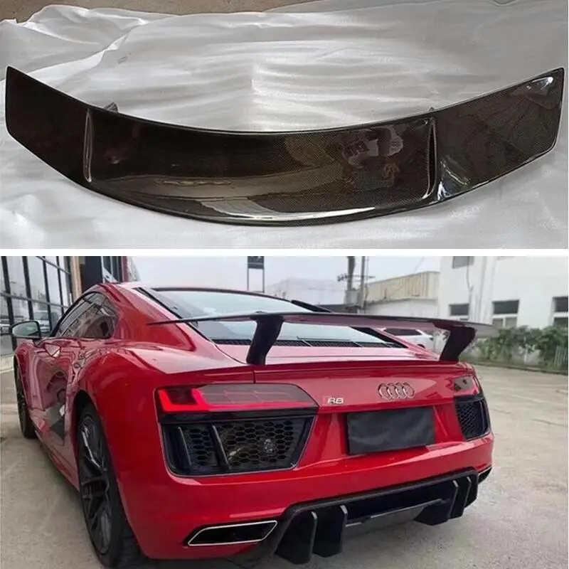 Reale Forge Spoiler In Fibra di Carbonio Per Audi R8 V8 V10 GT 2017 2018 2019 2020 2021 2022 Ala Posteriore di Alta Qualità Tronco Lip Spoilers