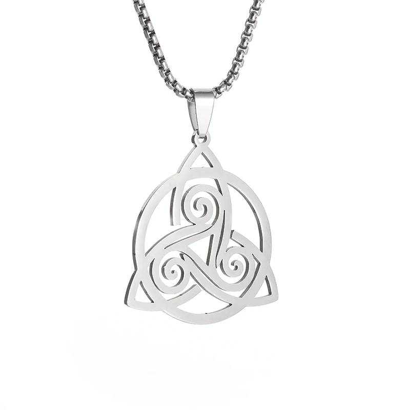 Collar con colgante de nudo celta Trinity para hombres y mujeres, amuleto de Triskelion de acero inoxidable, Protección Tribal, joyería de Triskele