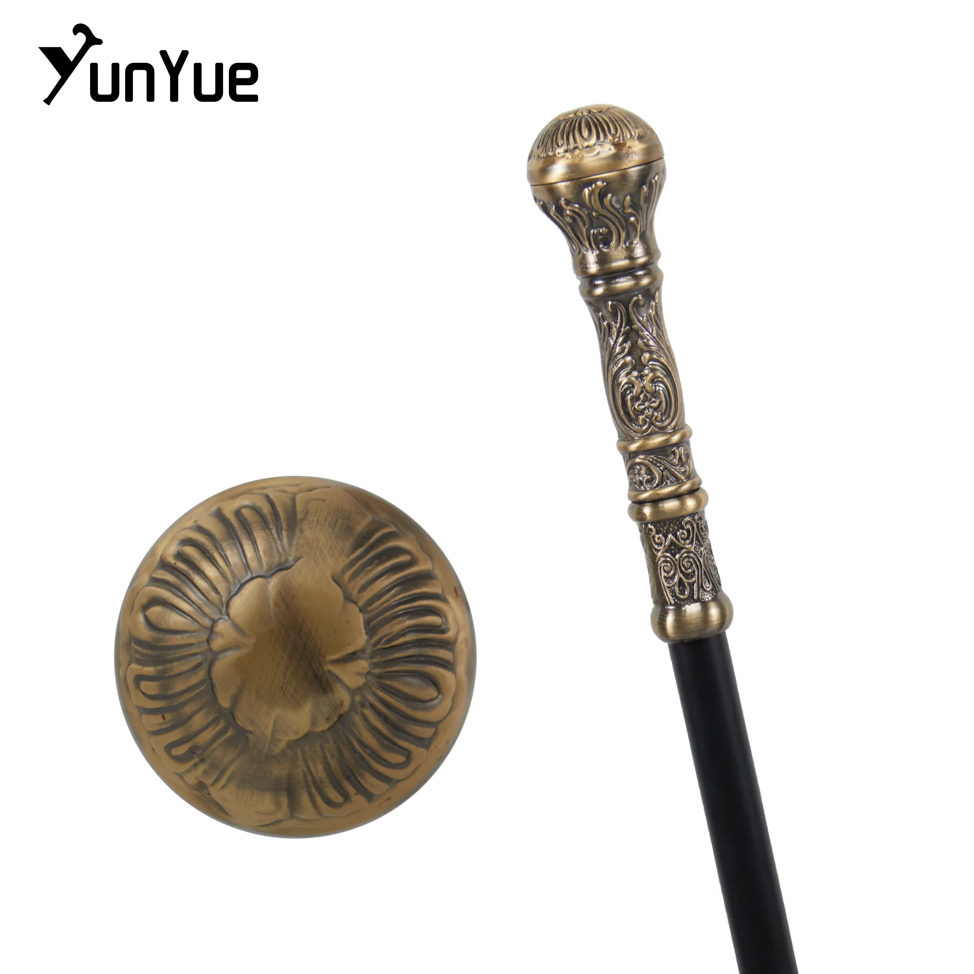 Bronze Round Handle Fashion Walking Stick Gentlemen Vintage Handmade Walking Cane Lady Art Collection Cosplay Film Prop Cane