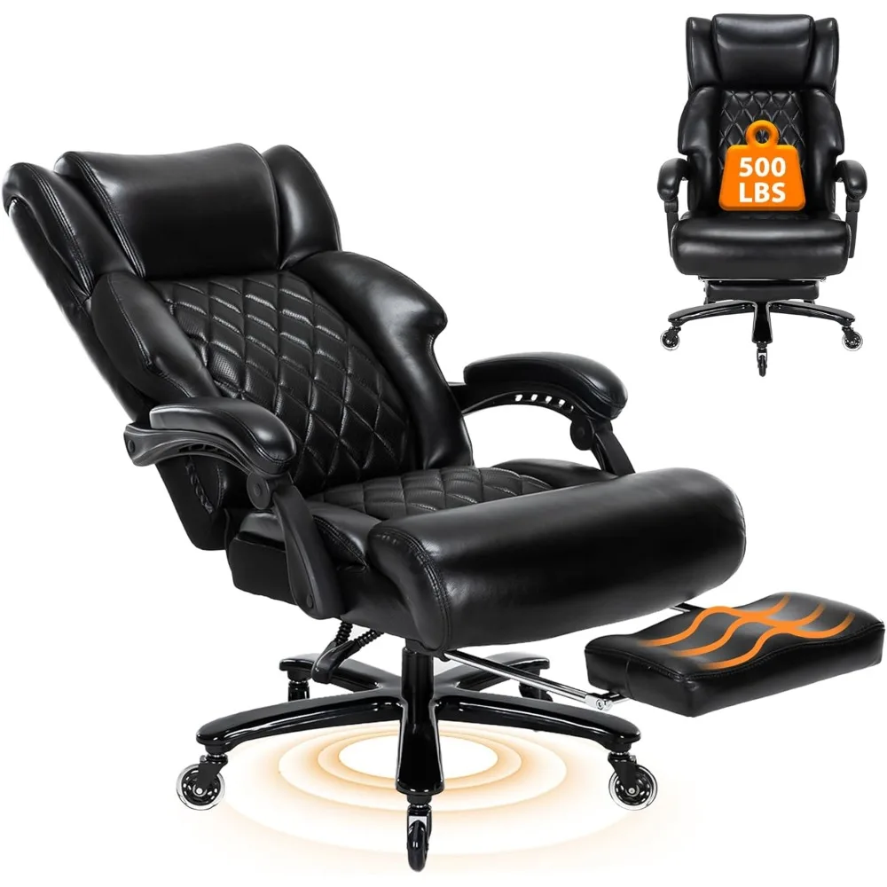 

500 LBS Big and Tall Office Chair with Foot Rest High Back Recline Ergonomic Chair for Heavy People, Executive Office Chair Comf