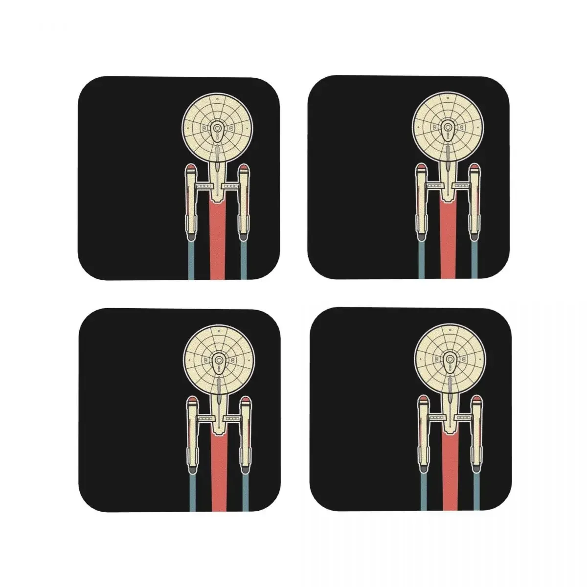 USS Enterprise Star Trek Coasters PVC Leather Placemats Non-slip Insulation Coffee Mats For Decor Home Kitchen Dining Pads