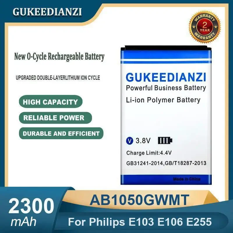 

High Capacity 2300mAh AB1050GWMT Mobile Phone Battery For Philips E103 E106 E255