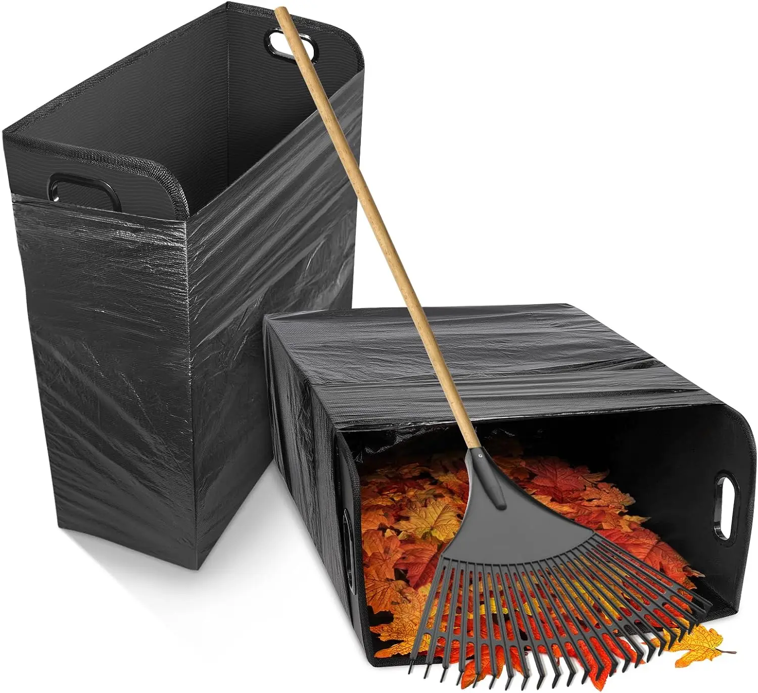 

Держатель для мешков для мусора на газоне (2 шт.), рама для сбора листьев для мешков объемом 30-42 галлона, многоразовый, для работ на даче и кемпинга