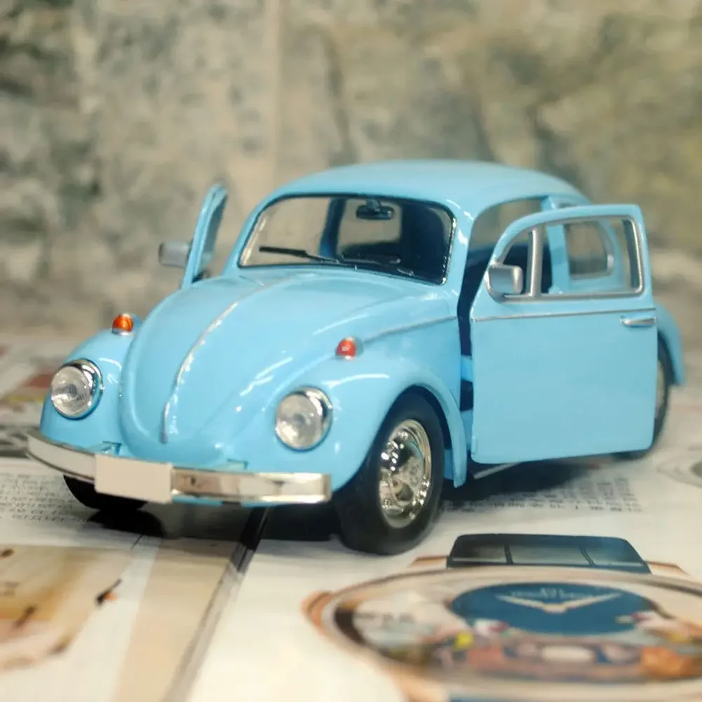 Najnowszy przyjazd Retro Vintage Beetle Diecast Pull Back Model samochodu zabawka dla dzieci prezent wystrój śliczne figurki miniatury