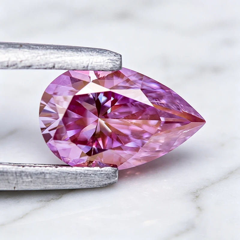 Moissanit-Stein in Birnenform Sakura-Rosa Laborgezüchteter Edelstein für DIY-Schmuckherstellung Besteht Diamanttester mit Zertifikat – Detail 6