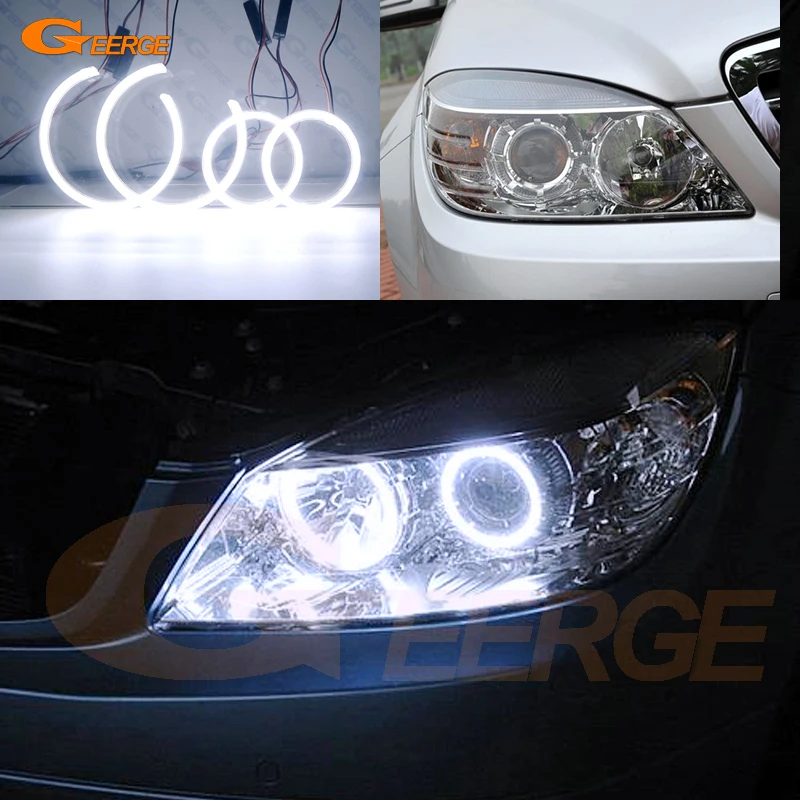 

For Mercedes Benz C Class W204 2007 2008 2009 2010 2011 Excellent Day Light Ultra Bright COB Led Angel Eyes Halo Rings