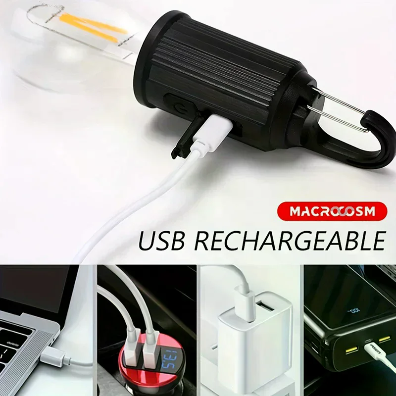 Outdoor USB Rechargeable LED Lamp Bulbs High Brightness Emergency Light Hook Up Camping Fishing Portable Lantern Night Lights
