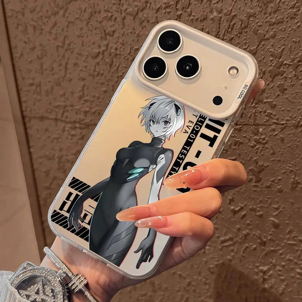 iPhone 17 16 15 14 13 12 11 Pro Max用スマホケース ブラック パープル マット レーザー メタリック オーロラ フンダ アニメ-エヴァンゲリオン エヴァ