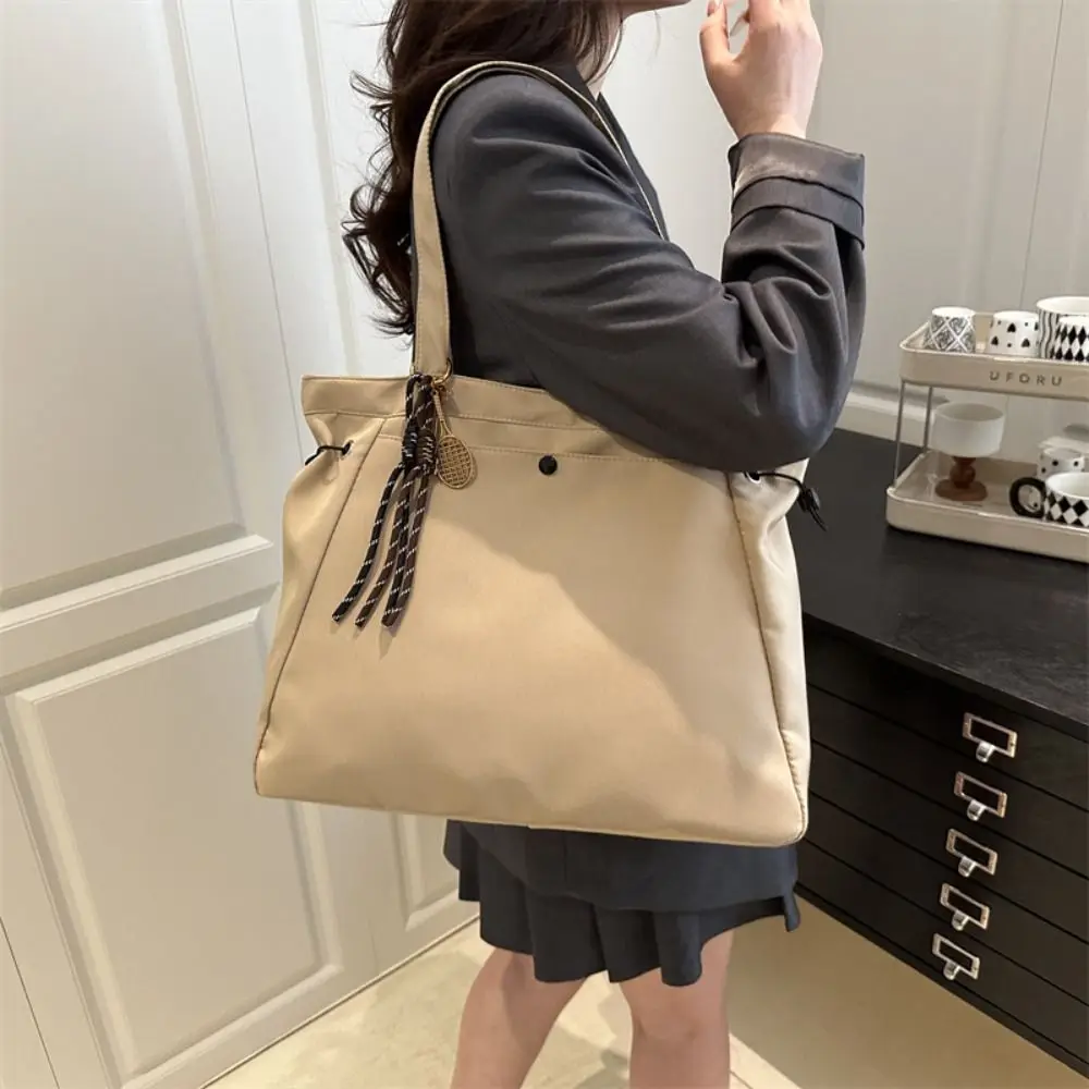 

Простая эстетичная большая сумка на шнурке, большая вместительная повседневная плиссированная сумка на плечо для отдыха, однотонные женские сумки подмышками