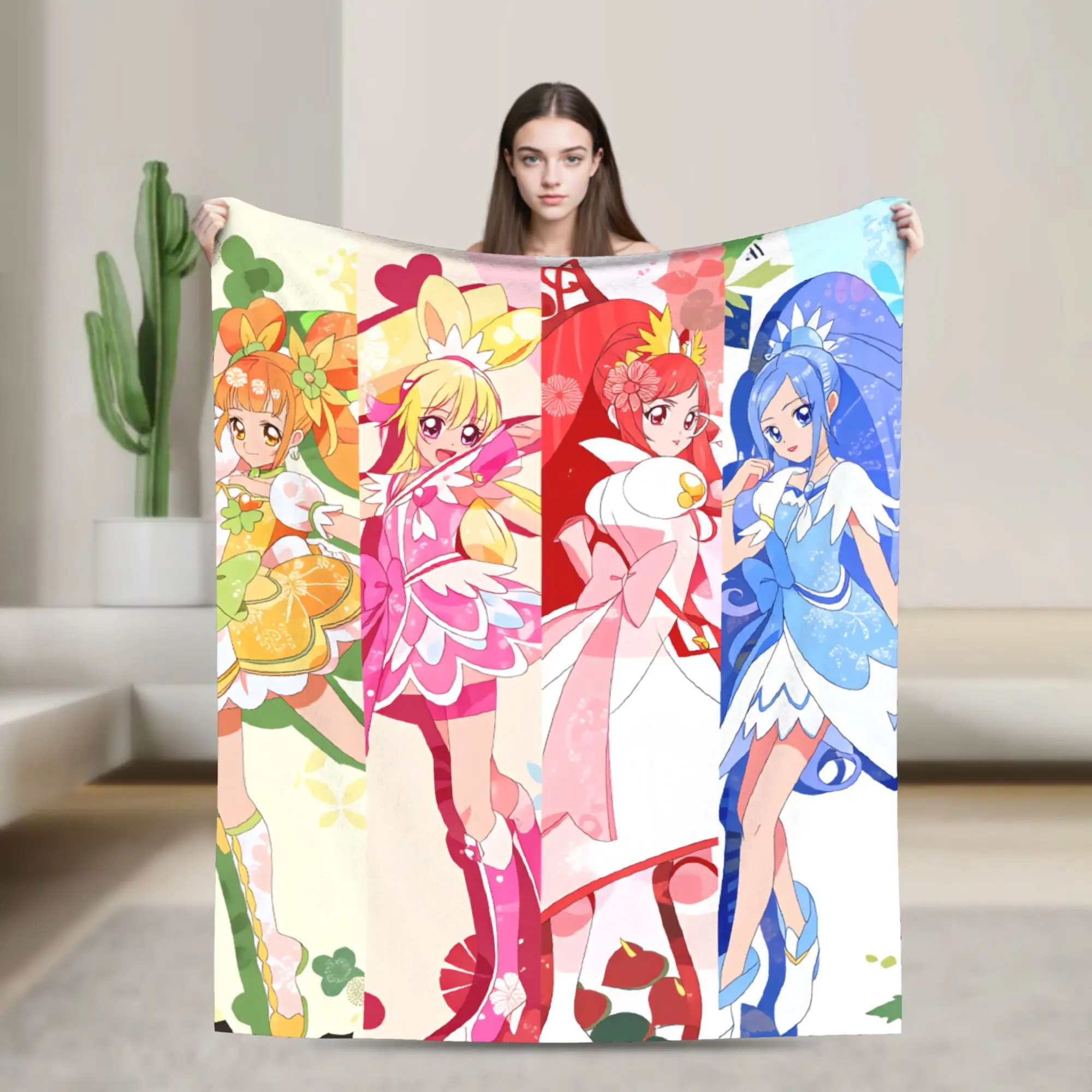 Custom Pretty Cure Heart Ace Blanket 3D Print Soft Flannel Fleece Warm Sword Rosetta Diamond Throw Blankets for Car Bedding Sofa