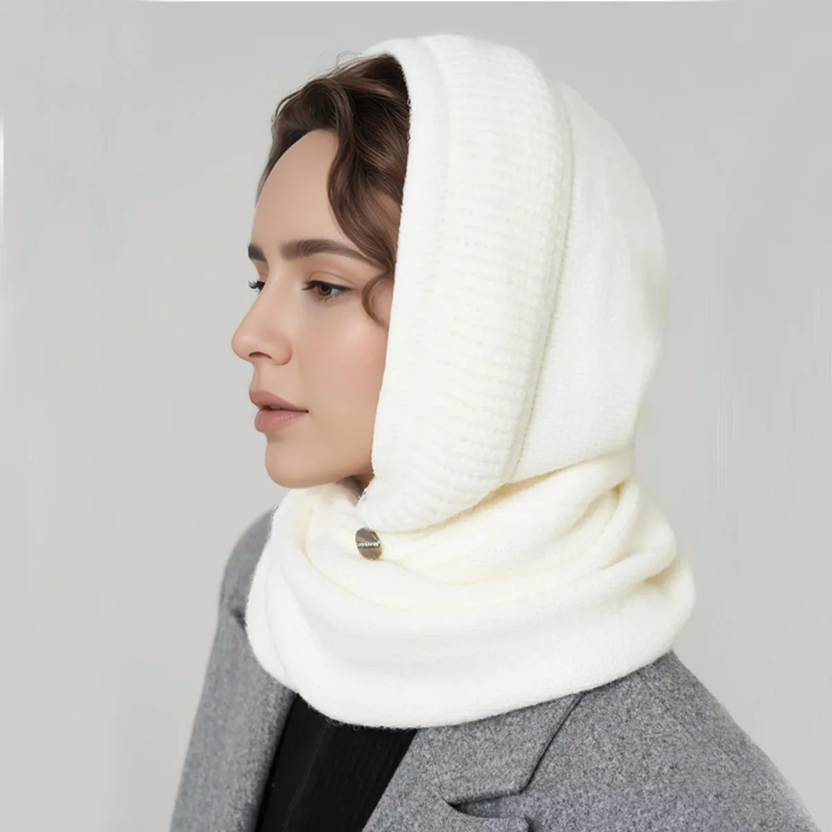 Knit Balaclava Hood for Men Women Cross Neck Warmer Winter Neck Gaiter Couple Scarf Knitted Neck Cover Cold Weather