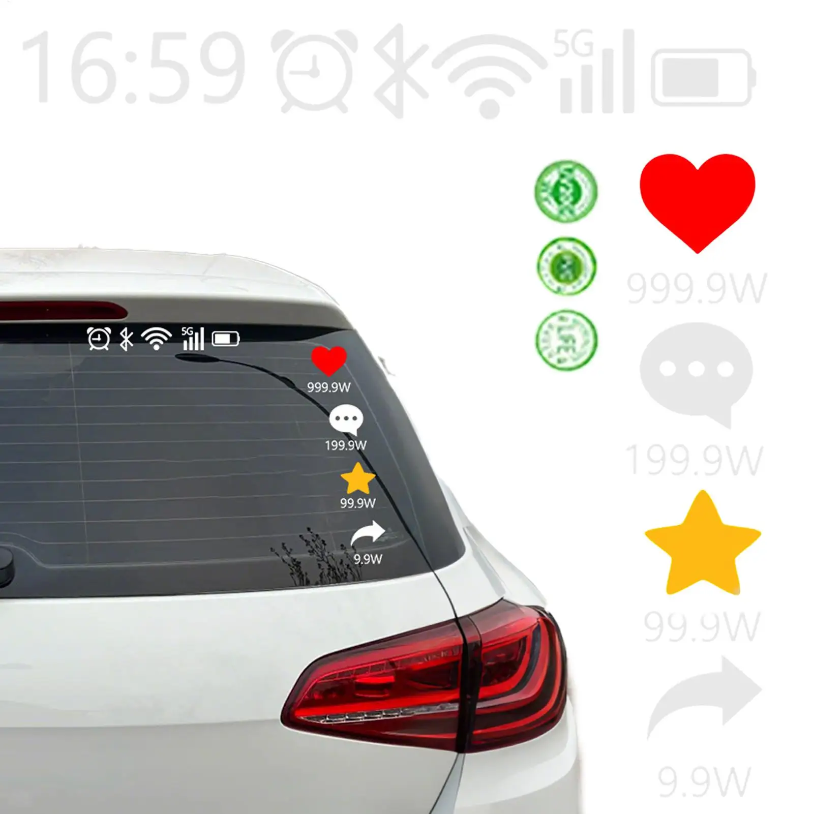 Car Window Stickers Waterproof Reflective Removable Social Media Inspired Bumper Decals For Rv Suv Truck Men Ladies Bumper