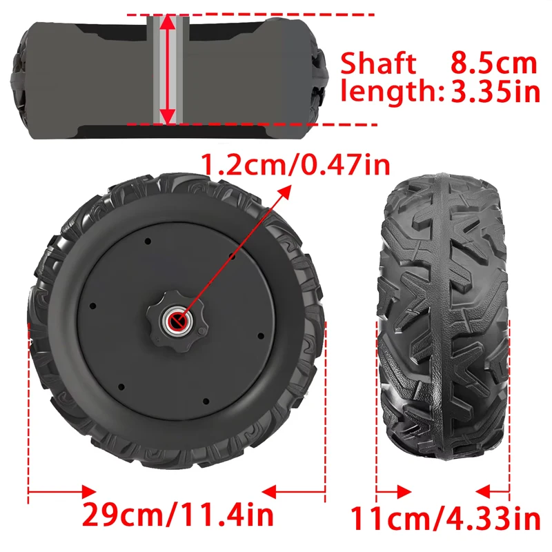 Neumático de caucho sólido EVA de 29CM/11,4 pulgadas para coche eléctrico para niños, coche de paseo de 1,2 cm/0,47 pulgadas ﻿ Piezas de mejora de neumáticos de cocodrilo, rodamiento