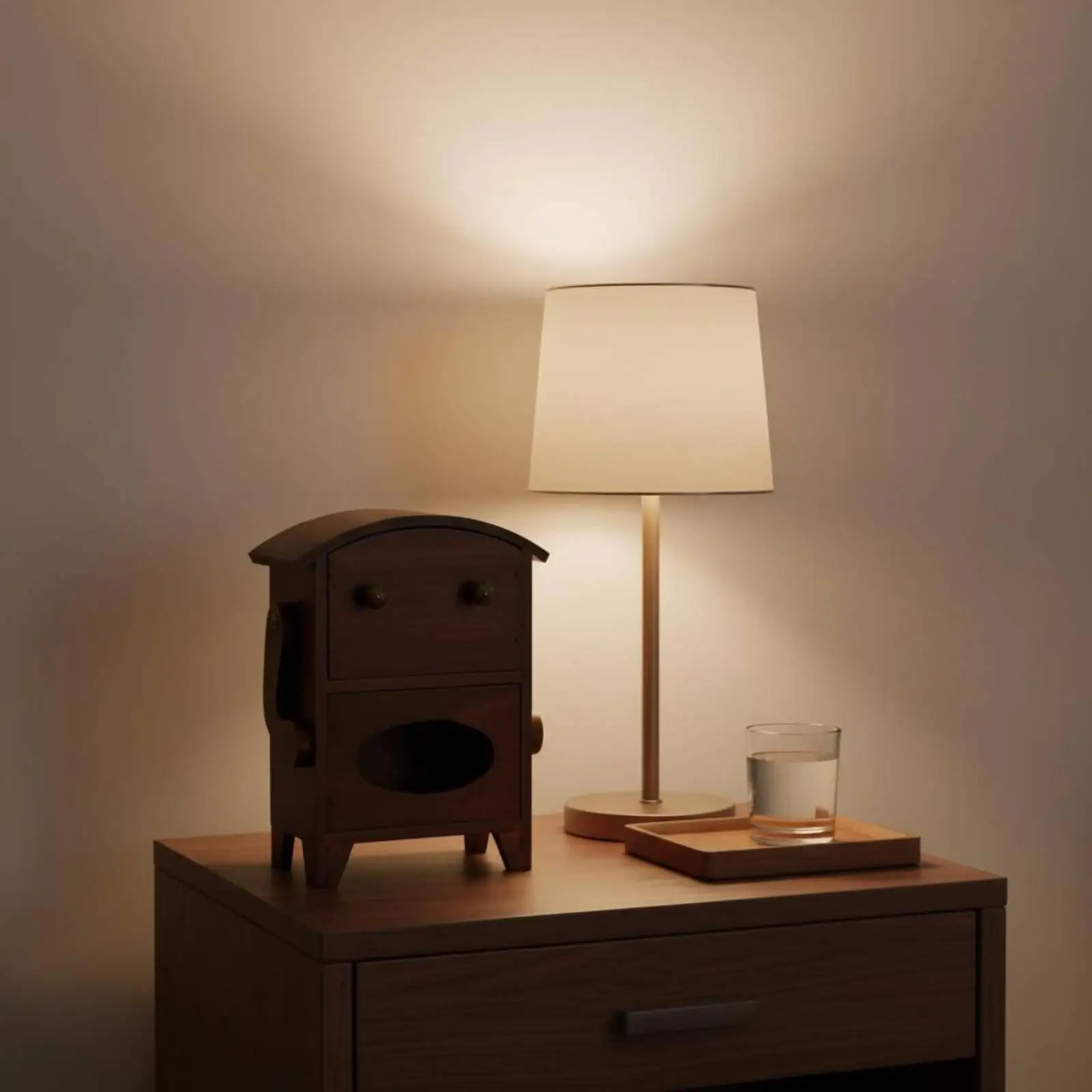 Wood Tissue Box Holder Cute Robot Face with Movable Arms for Living Room Hotel Restaurant Napkin Dispenser
