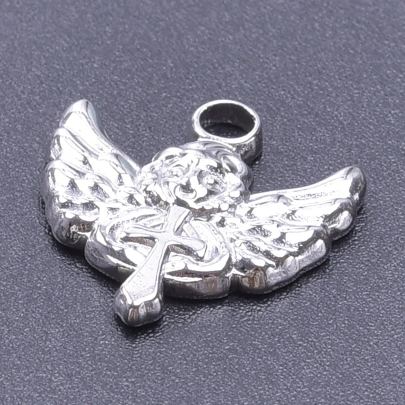 6pc Jesus Angel Cross Pendant Charms For Jewelry Making Supplies Nail Ankh Crosses Stainless Steel Charm Bulk Religious Breloque