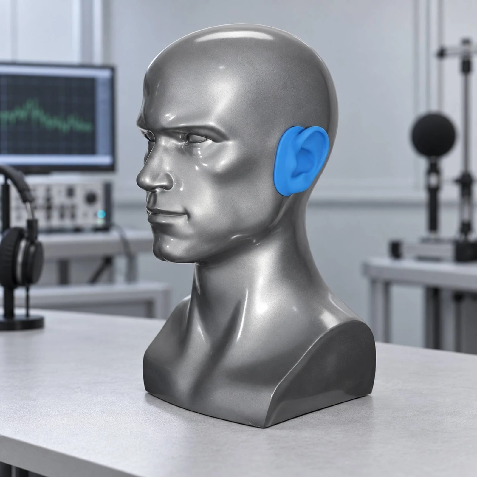 Silicone Head-and-Shoulders Mannequin Stable Headphone Testing Mannequin Realistic Manikin Head Bust Life-Size Non-Slip