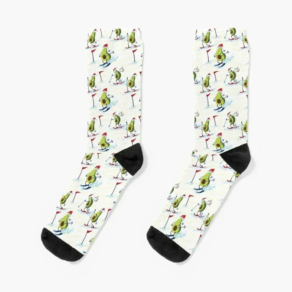 

Avocados in santa's hat are skiing TTA Socks sheer anti-slip custom sports Women Socks Men's