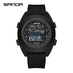 SANDA 9025 Multifunctional Silicone Tape Men's  Outdoor Sports Digital Waterproof Wristwatch  New Single Core Electronic Watch