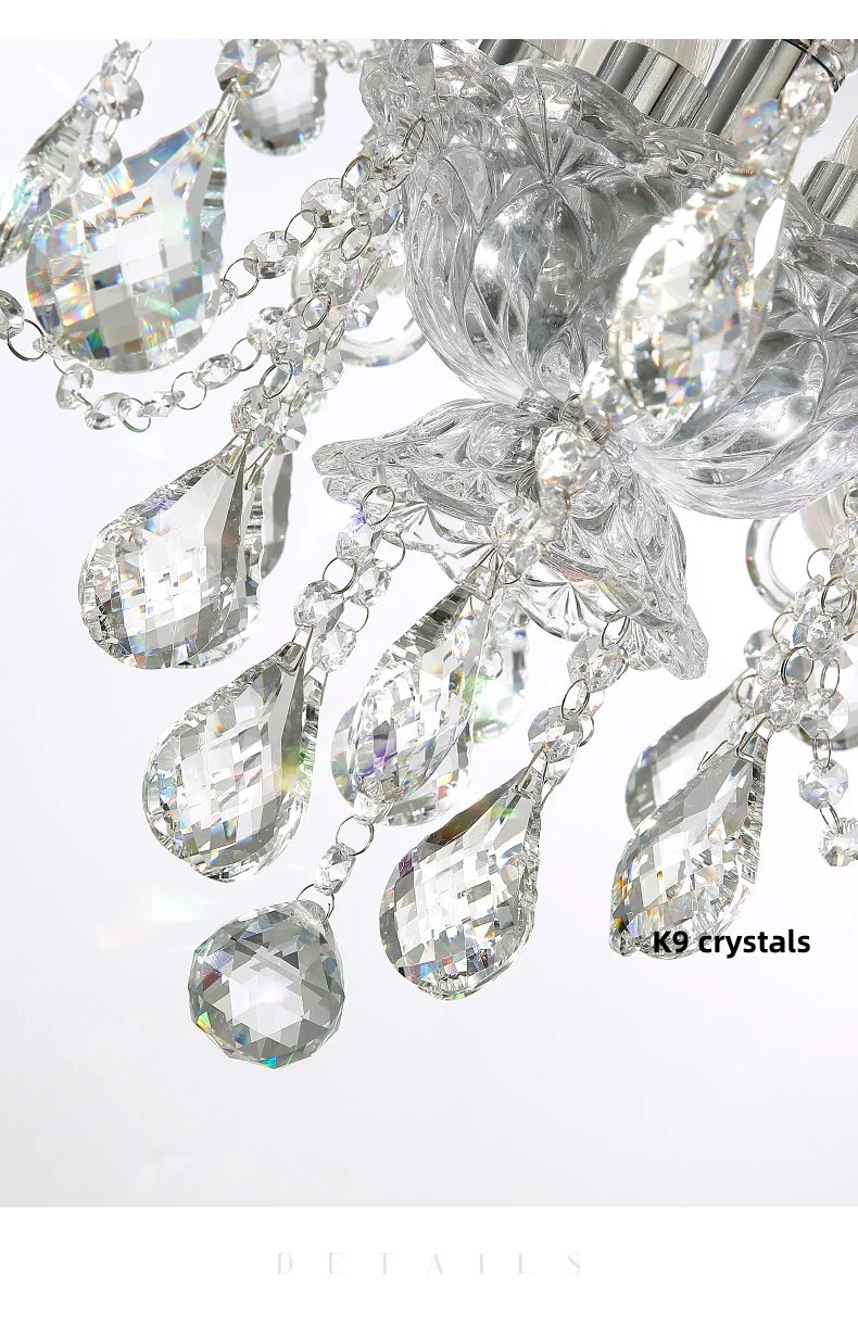 French Crystal E14 Candle Chandelier Living Room Glass