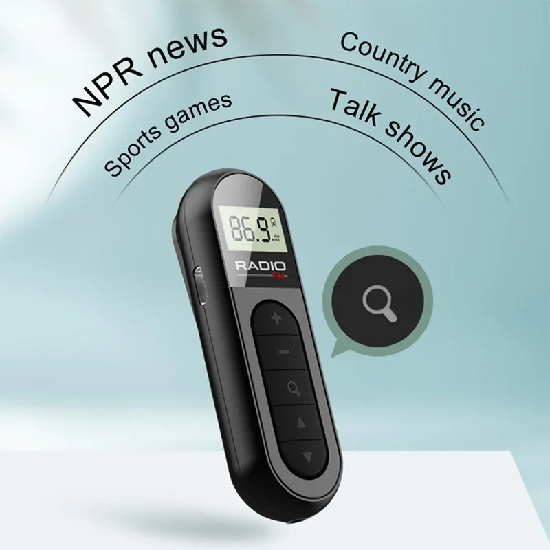 Mini Pocket FM Radio Portable Radio Receiver With Backlight LCD Display 3.5mm Headphone Receiving Antenna Type-c Charging