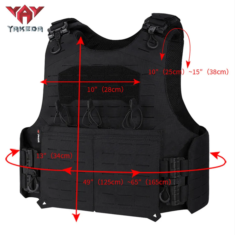 YAKEDA 500D Nylon Quick Release Hunting airsoft Tactical Vest Laser Cutting PALS System Expandable Plate carrier Combat Tank Top